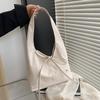2025 Korean Version Niche Oil Wax Leather Commuter Women's Bag Versatile French Bow Large Capacity Shoulder Underarm Tote Bag