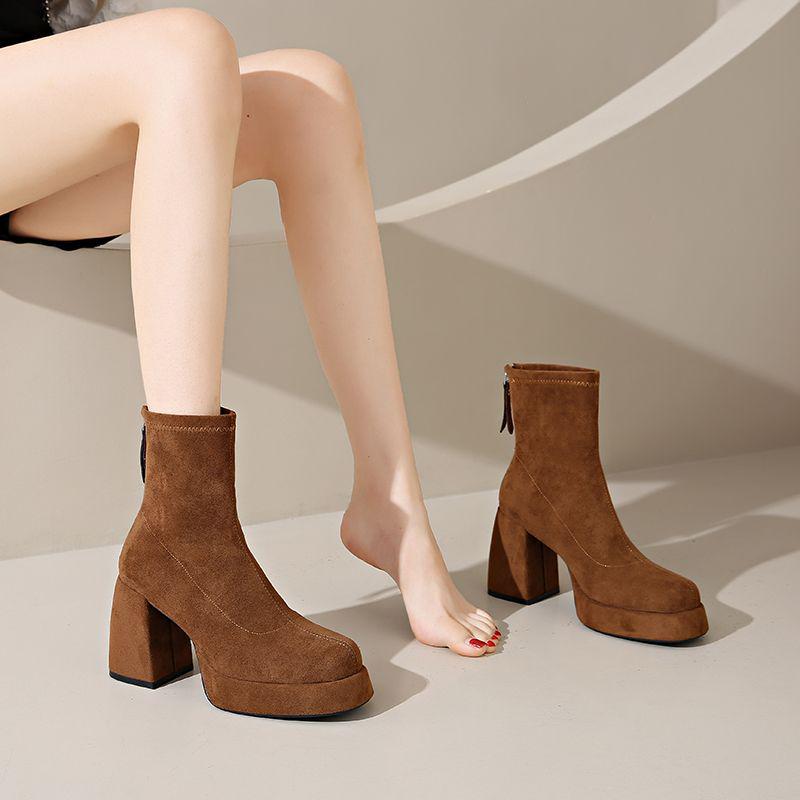 Autumn/Winter Chunky Heel Martin Boots: 2025 Waterproof Platform, Slim, Versatile British Style for Petite, Thick Sole Design