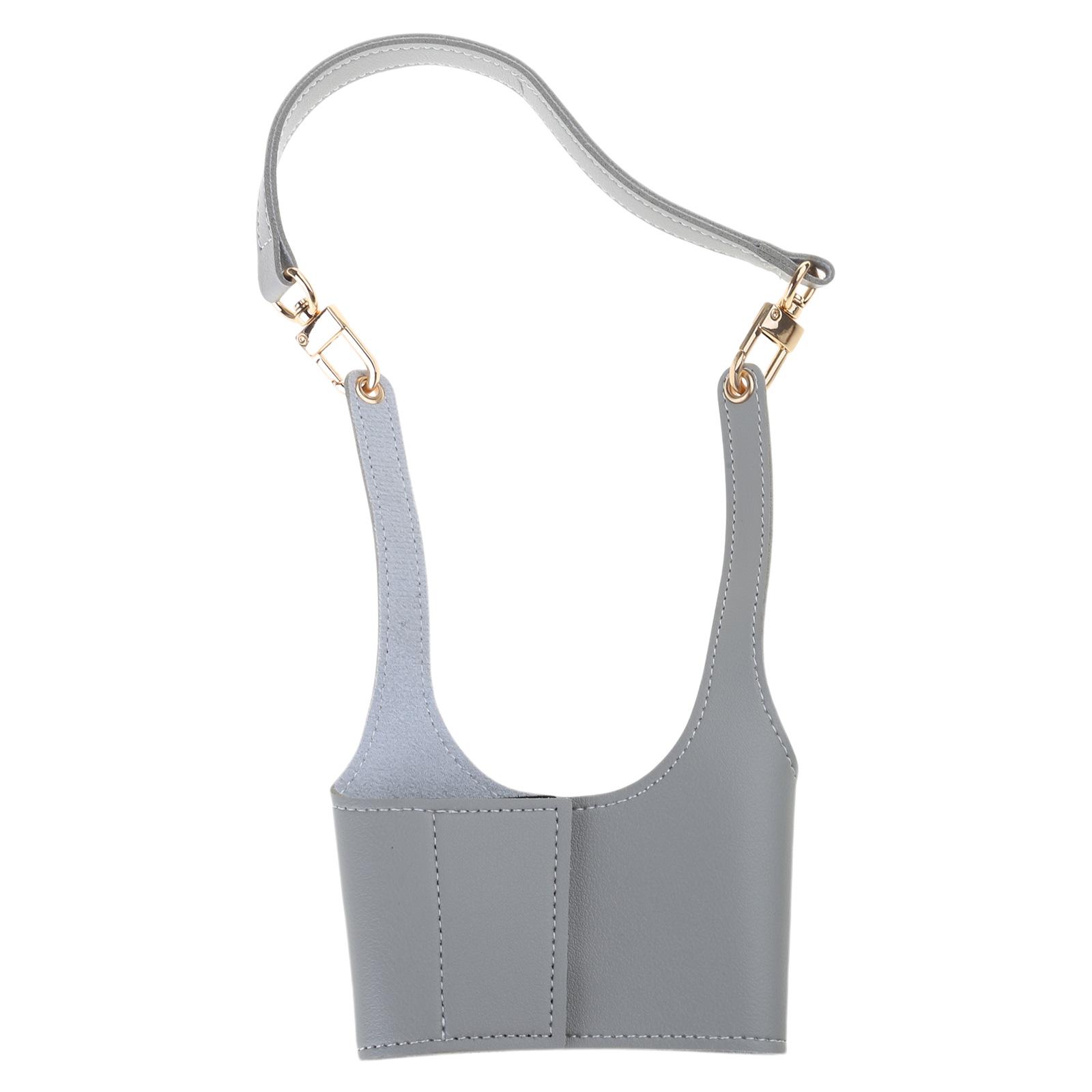 

Adjustable Insulated Mug Sleeve PU Leather Protective Cup Cover for Coffee and Hot Drink Outdoor Beverage Container сірий