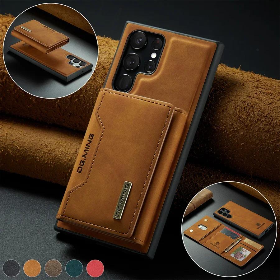 Luxury Magnetic Leather Wallet Case for Samsung Galaxy S25 Ultra S24 S23 S20 S21 S22 Plus Note 20 Kickstand Card Holder Cover
