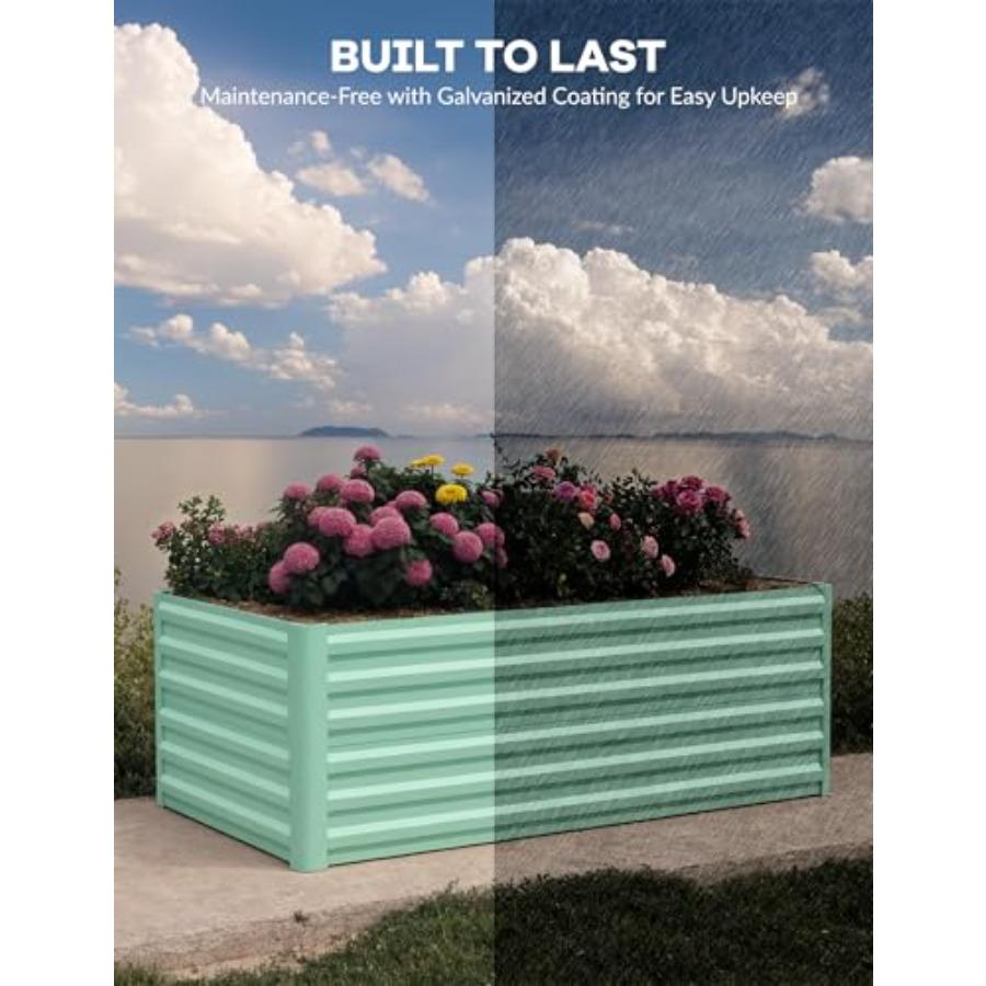6x3x2 ft Galvanized Raised Garden Bed 24 Tall Metal Planter Box for Flowers Vegetables Rust-Resistant Raised Garden Beds for Ga