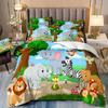 Animal World Bedding Set For Kids, Duvet Cover, Queen Cartoon Pattern, Comforter Cover,Elephant,Tiger,Lion Bed Set For Teen Boy