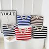 New Striped Large Capacity Shopping Bag Compilation Tote Bag