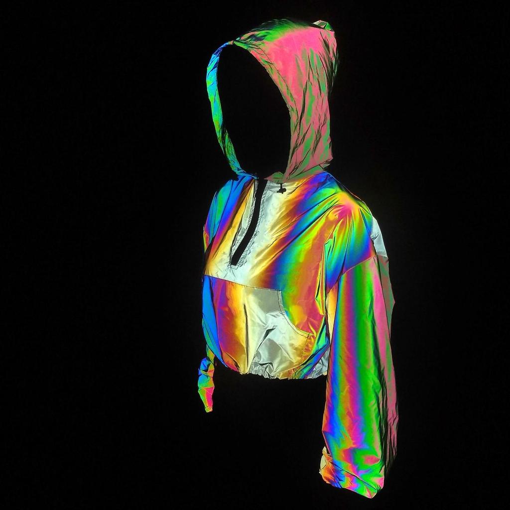 Spring & Autumn Iridescent Yellow Pink Women's Half-Zip Loose Hoodie Jacket