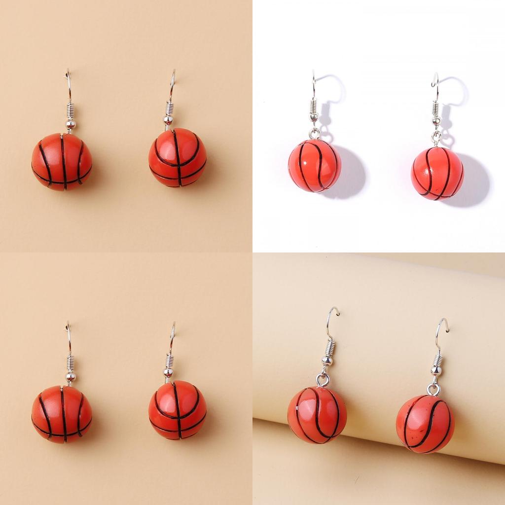 Stylish Resin Geometric Earrings With Basketball Theme For Holiday And Event Gifts
