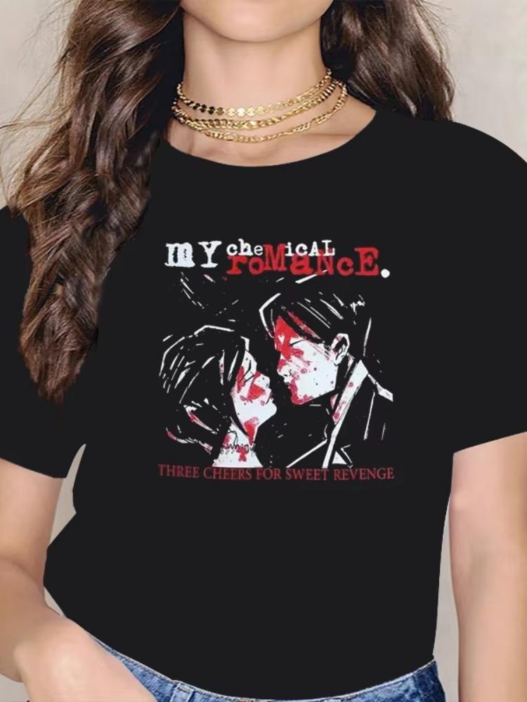

My Chemical Romance Унисекс Three Cheers for Sweet Revenge Короткая Большого Размера Повседневная Уличная Одежда Харадзюку Футболка Модная Футболка Топы M