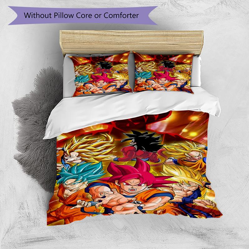 3pcs Dragon Ball4 Design Cover Set - HD Printed Bedding with 1 Cover and 2 Pillowcases - Perfect for Home and Dorm Decor
