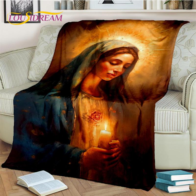 Jesus Blessed Virgin Mary Pray Blanket,Soft Throw Blanket for Home Bedroom Bed Sofa Picnic Travel Office Rest Cover Blanket Kids