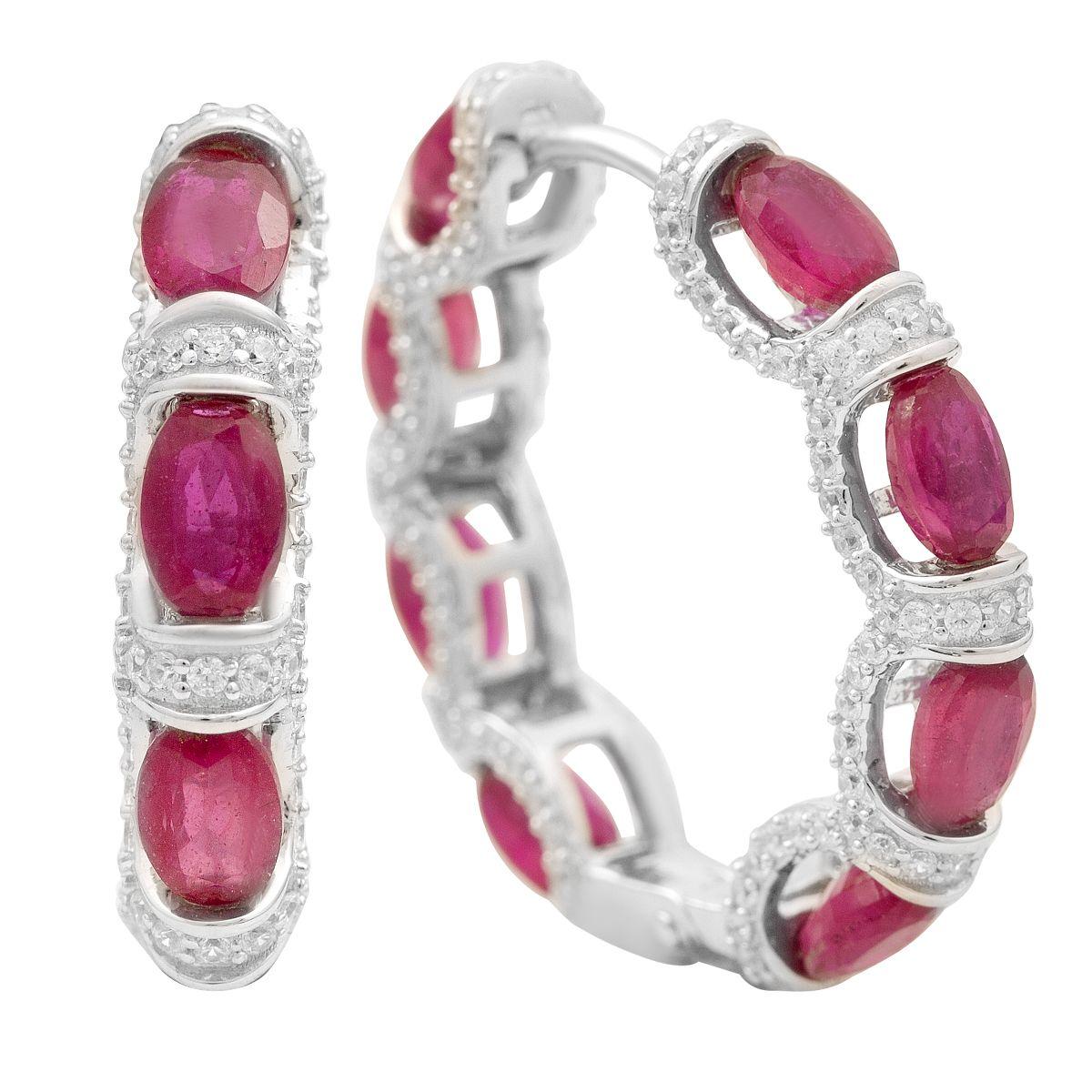 

Silver earrings with a natural ruby 14.169ct, cubic zirconia (2205036) rubine червоний колір