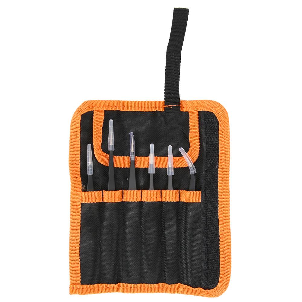 1.5mm 6pcs Stainless Steel Tweezers Set Nail Art Tweezers Watch Repair Tool Accessory