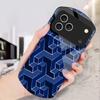 Abstract geometric grid For iPhone 17 16 15 14 Pro 13 Plus 12 mini 11 Pro Max XR X S 7 8 Elliptical Tempered Glass Phone Case