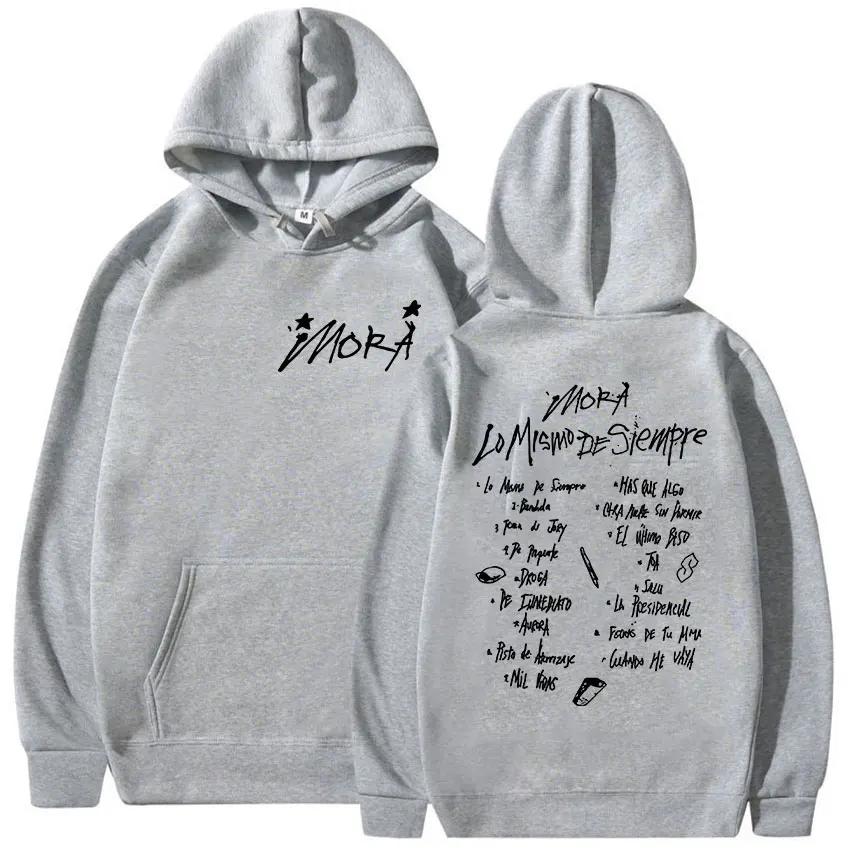 Rapper Mora Lo Mismo De Siempre Tour 2025 Album Hoody Men Women Vintage Aesthetic Sweatshirt Fashion Oversized Hoodie Streetwear