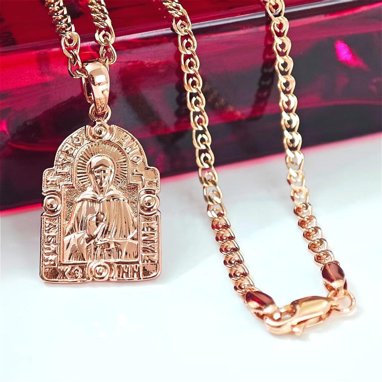 

Кольцо-подвеска из розового золота с изображением Итальянской Девы Марии, цепочка, ювелирное украшение, подарок для женщин 45cm розового золота