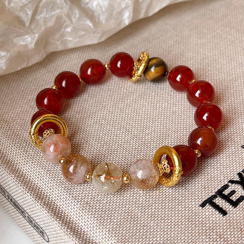 

Chinese style beaded round high elastic bracelet light luxury bracelet new Chinese temperament jewelry