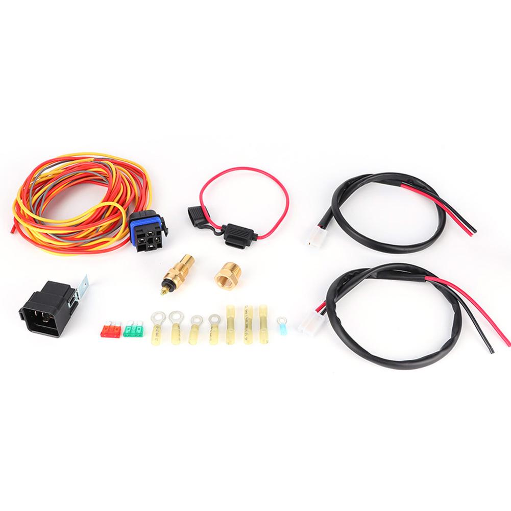 Electric Cooling Fan Wiring Harness Kit Dual Single 165 185 W Thermostat 40 AMP Relay