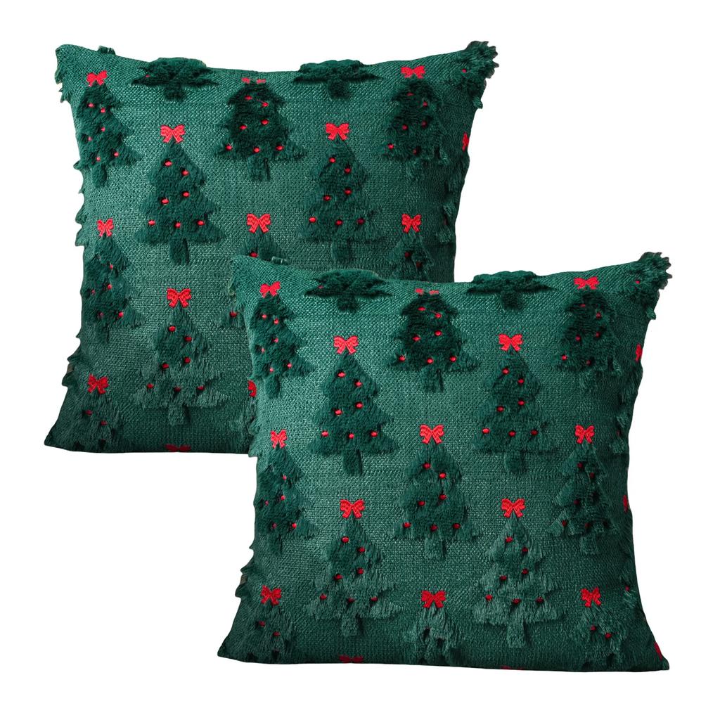 Fall Winter Christmas Throw Pillow Covers Decorative Xmas Tree Pattern Pillowcase Soft Plush Cushions Case for Home Sofa Couch