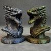 Black Dragon Sculpture Head Figurine, 3D Printed Fantasy Statue, Mythical Industrial Style Art Animal for Home Office Desk Decor, Gift Collectors