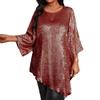 Plus Size Loose Round Neck Three Quarter Sleeve Irregular Hem Top For Women