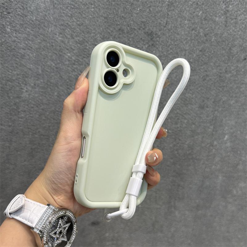 Candy Color Soft Silicone Rubber Case for iPhone 16 15 14 Plus 13 12 11 Pro Max Matte Shockproof Camera Protection Strap Cover