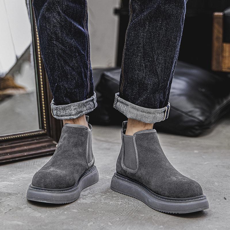 Herren Retro Wildleder Neuankömmling Chelsea Boots Herrenmode Stiefelette Herren Casual Britischer Stil Kurze Stiefel High-Top Schuhe