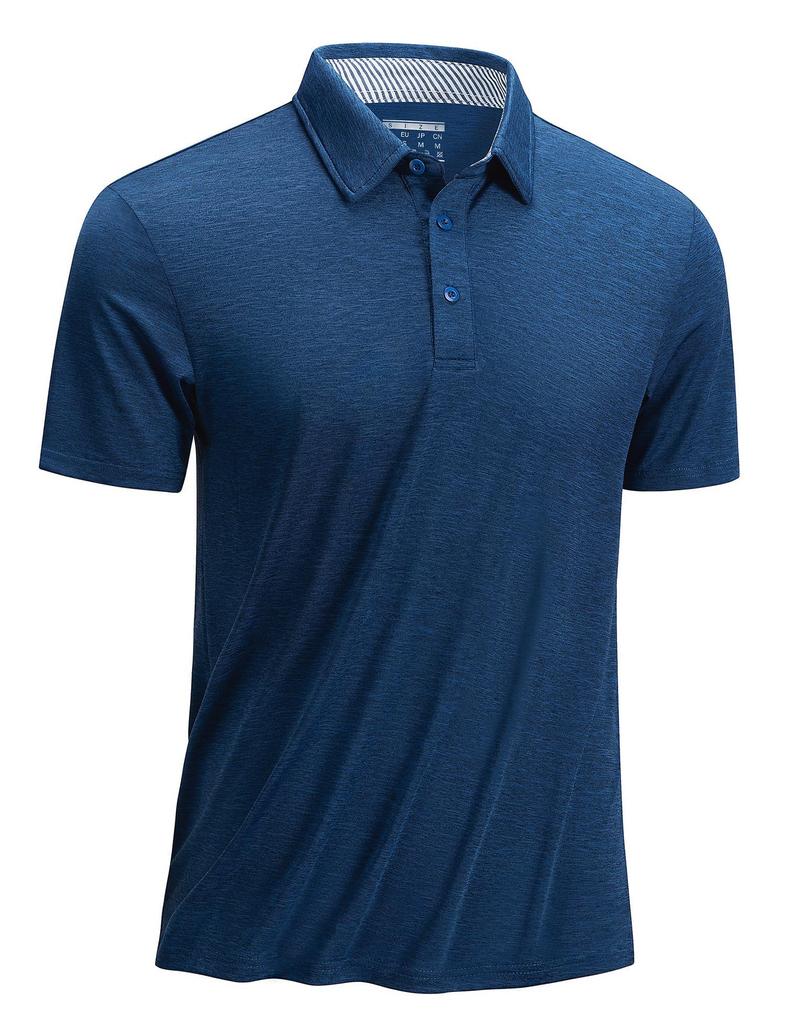 TACVASEN Polo Dark Short for Outdoor and Men's Shirt, Blue, Medium, Sweat-Wicking, Sleeve, Casual, Activities, Hiking, Golf, Business, Tennis.