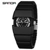 Sanda Millennium Style Men's Quartz Watch with Black Tech Armored Strap, Waterproof & Luminous.