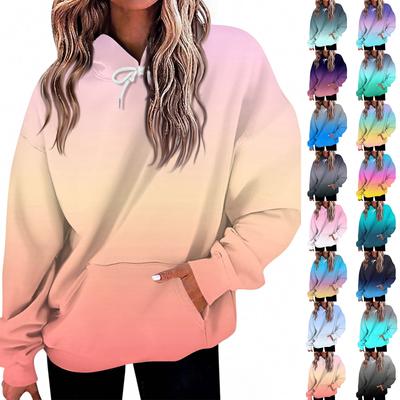 Damska Moda Codzienna Casual Dekolt V Długi Rękaw Drukowana Bluzka