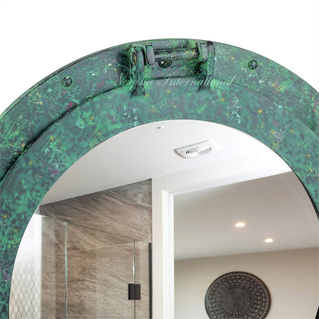 Aluminum Porthole Mirror 17inch W/Antique Green Finish - Nautical Decor V1D-WPR-9U5