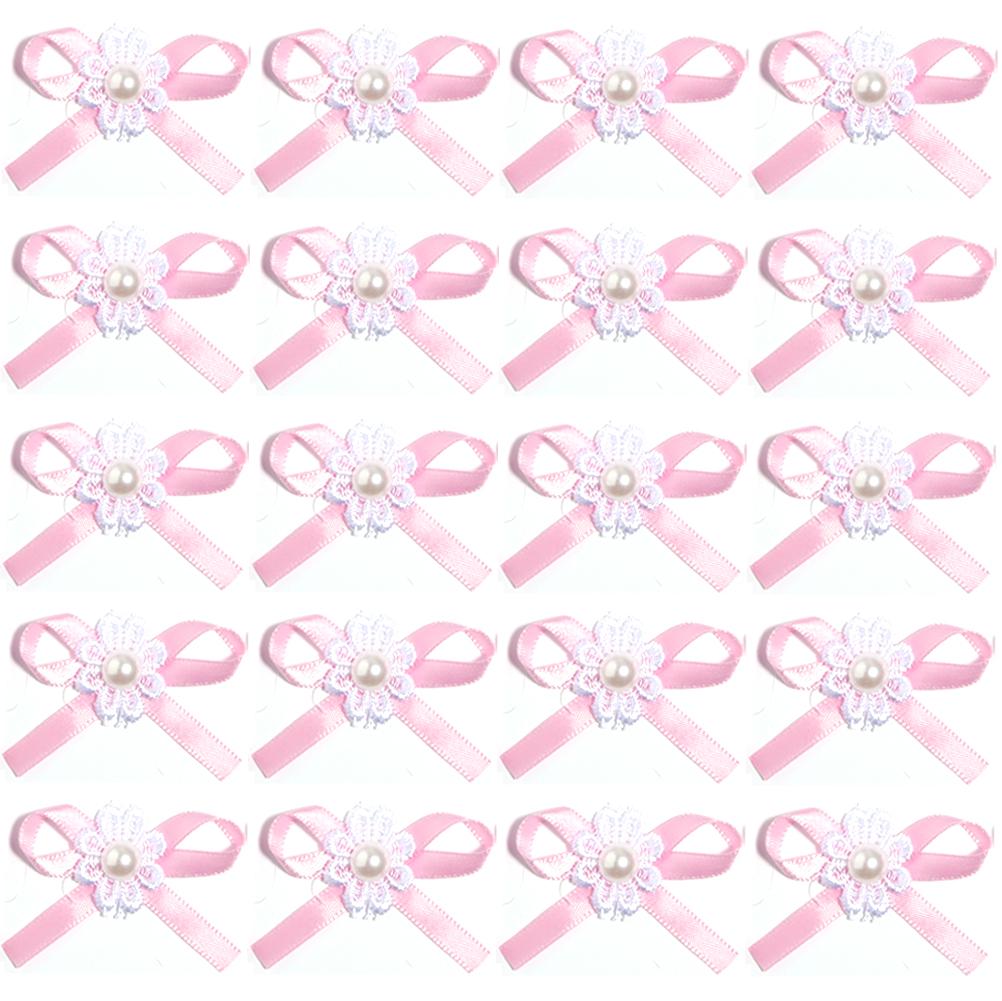 

20pcs Sunflower Ribbon Bows Colorful Pearl Flower Bowknot For DIY Handmade Home Clothing Sewing Materials Headwear Decoration 4-5cm розовый