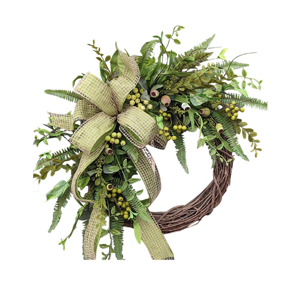Round Artificial Flower Wreath Front Door Decor Wall Garland Thanksgiving