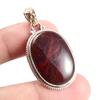 Natural Red Jasper Gemstone 925 Sterling Silver Gift Two Tone Pendant 1.6'' Q4V15
