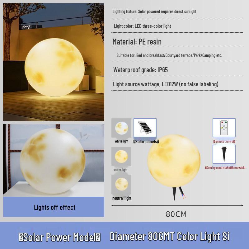 Solar-Powered Outdoor Moon Lamp: Waterproof Atmosphere Light for Gardens, Villas, and Terraces