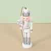 Pack of 5 Miniature Silver Nutcrackers Figurine Charm Accessories Wood Hanging Pendant Holiday Decoration Supplies
