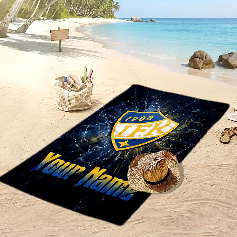 Ifk Göteborg Personalized Printed Beach Towel Soccer Logo Support Custom Name Text Absorbent Towel For Sport Travel Special Gift