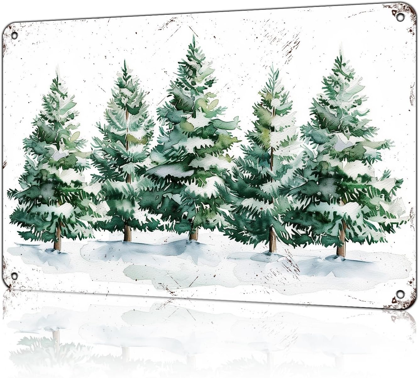 Vintage Tin Sign Merry Christmas Retro Cute Metal Sign Mountain Forest Winter Wall Decor Funny Tin Sign Cafe Store Garage Wall D 20x30cm（7.8x11.8inch）