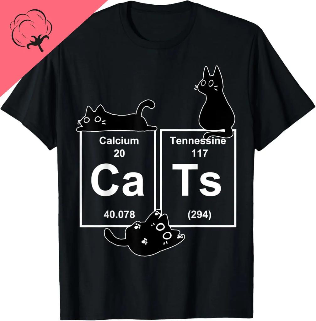 Cat Chemistry Periodic Table Funny Gifts For Cat Dad Cat Mom Tshirt Kawayi Short Sleeve Cotton Breathable Comfortable Camisas