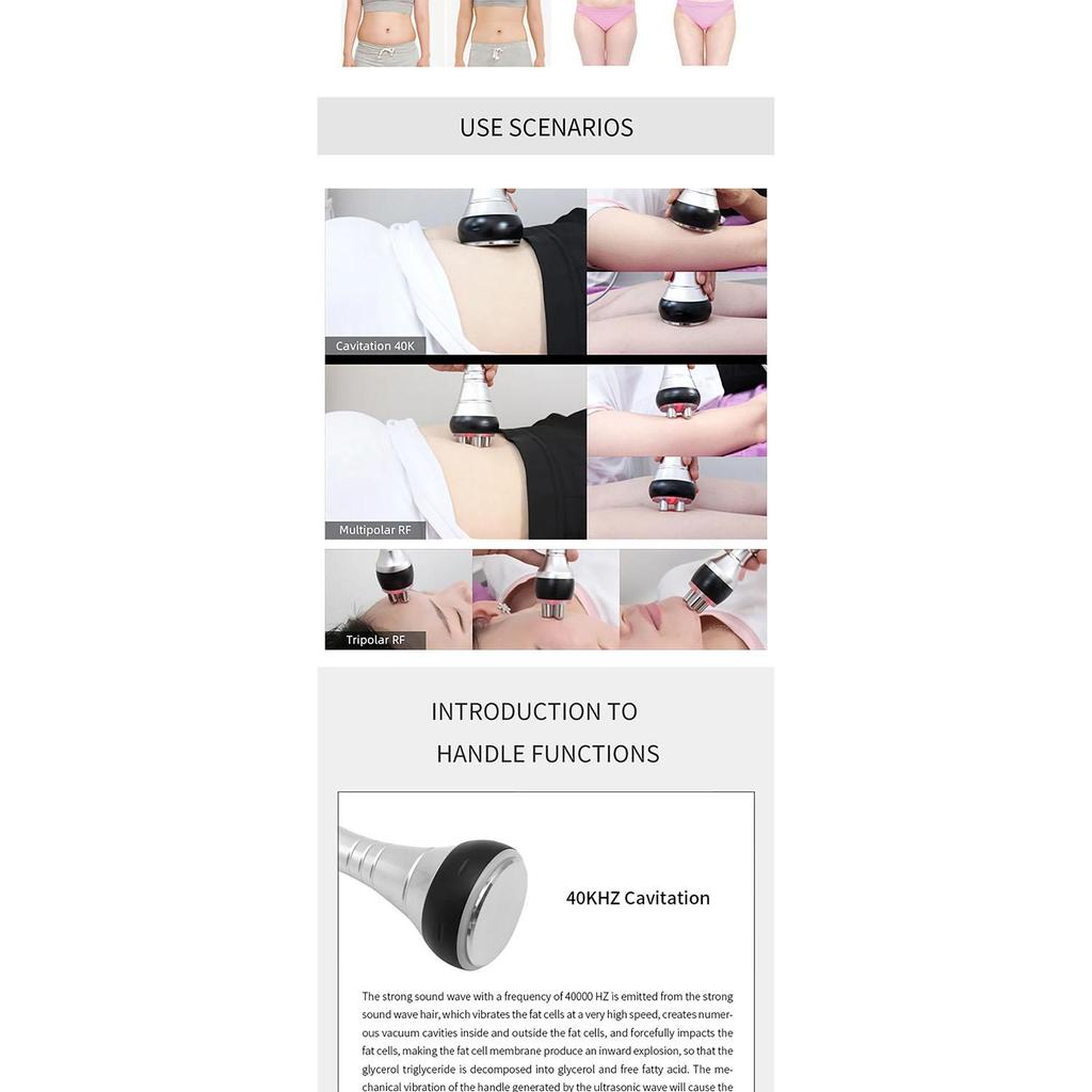 40K Ultraschall Kavitation Abnehmmaschine - Körper & Gesicht Rotes Licht Radiofrequenz Massagegerät zur Cellulite Verbrennung, Tägliche Pflege zu Hause