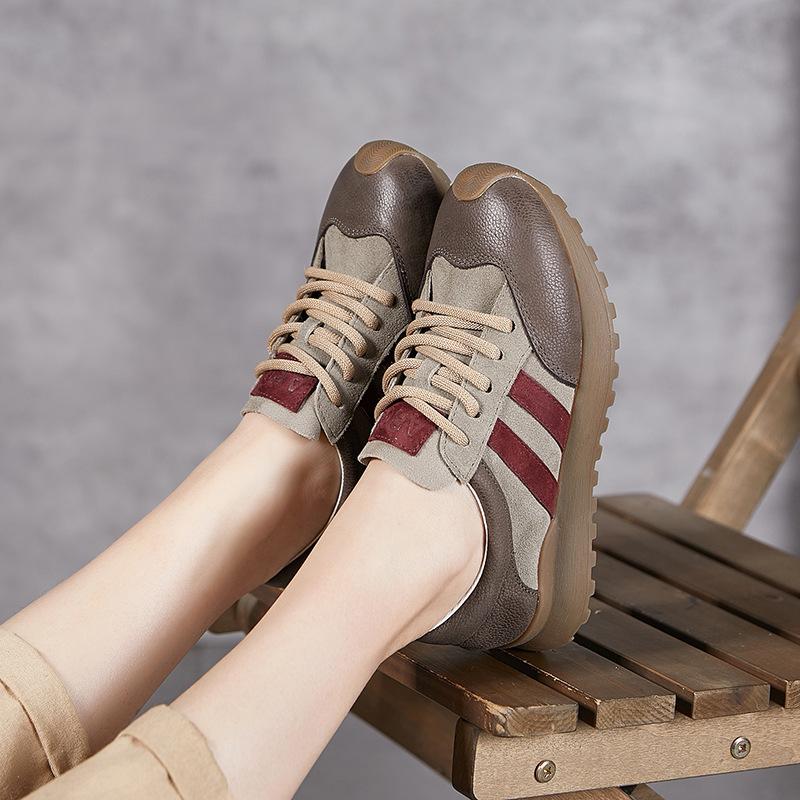 The Genuine Leather Retro Dad Shoes Are The Top Layer of Cowhide Sports Casual Shoes for Women
