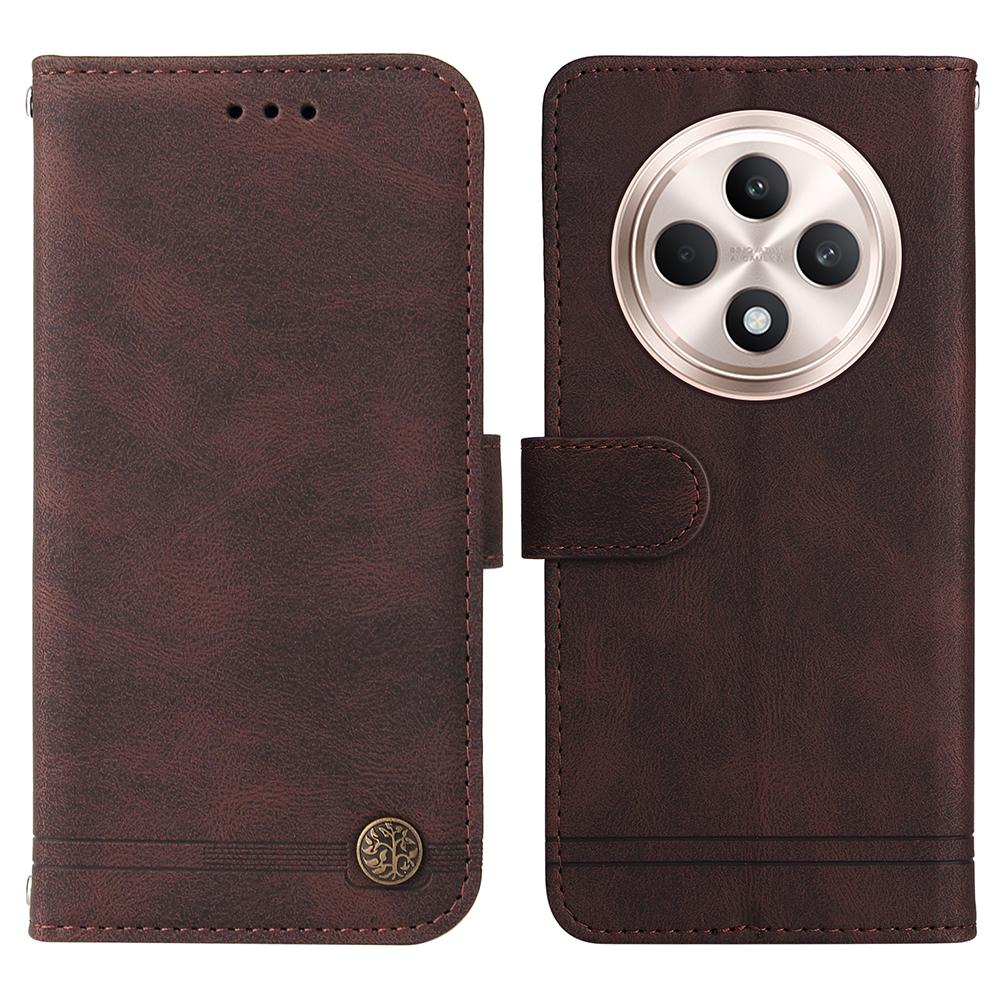 

Для Oppo Reno12 F 4G Шкіряні гаманці Чохли Шкіряний на дотик Чохол для телефону Підставка з ремінцем Brown