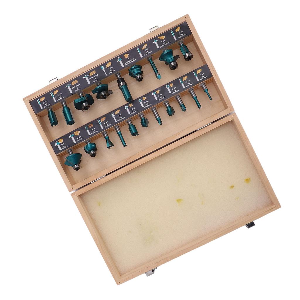 20PCS Carbide Router Bits Woodworking Milling Cutter Tongue and Groove Bit Set for Trimming