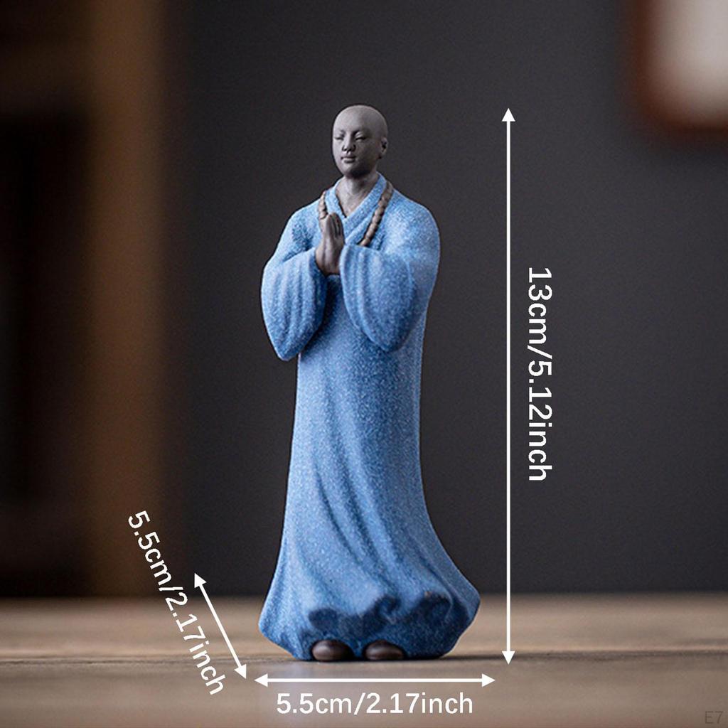 Buddha Statue Monk Figure Crafts Handmade Lifelike and Vivid Desktop Ornament Figurine for