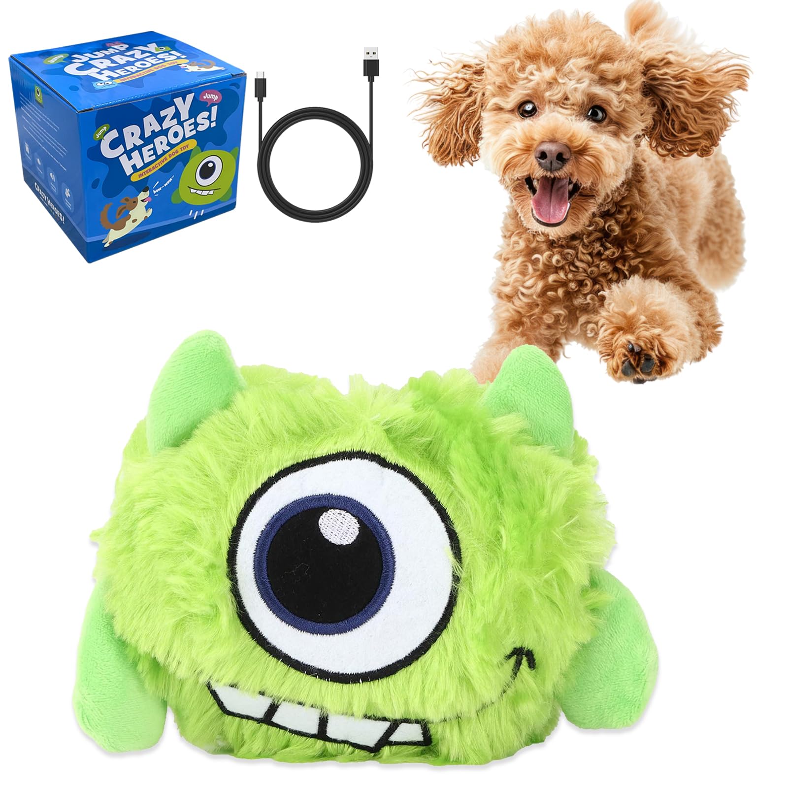 

CANPLUS Automatic Dog Ball Electric Plush Educational Elastic Dog Easy to USB Exercise Anxiety Stress Relief Toy, Toy, Toy, Soft, Ball, Waterproof,