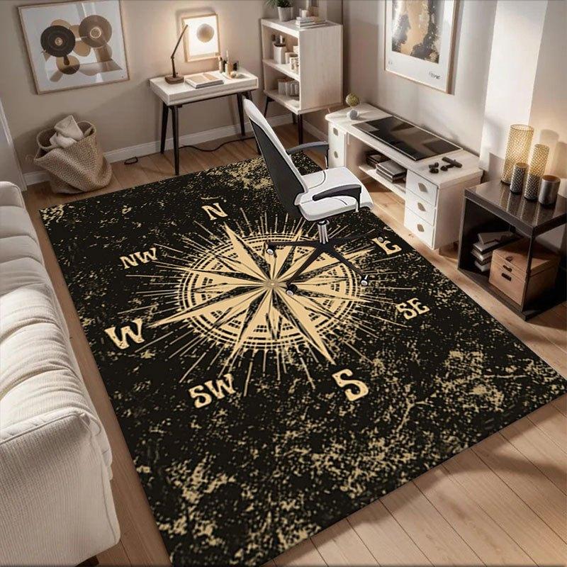 

Vintage Compass Rose Wall Art Print PosterOffice Mat Home Decor Office Desk Chair Rugs Chair Carpet for office Chair Mat Gift For Halloween 60cm by 90cm