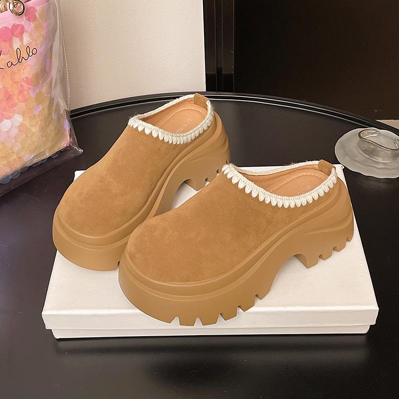 Muffin thick-soled heightening Boken shoes bag head half slippers women's 2025 autumn new wear one-pedal Boken slippers