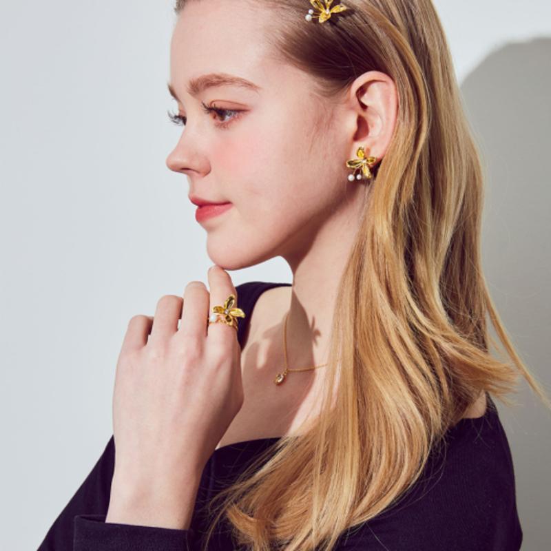 Dana Burton Rose Geranium Double Line Ring