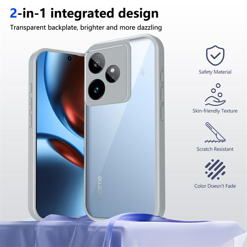 Realme GT7 5G RMX6688 Case Plating Silicone Bumper Shockproof Clear Back Cover Hard Phone Case for Realme GT7 RealmeGT7 RMX6688