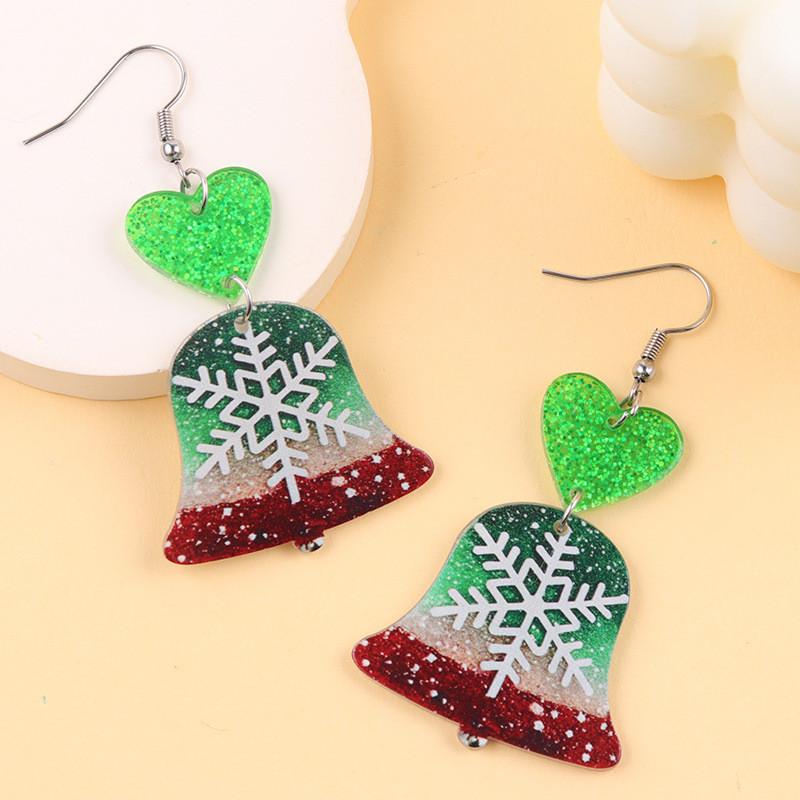 

Fashion Snowman Bell And Christmas Tree Themed Earrings For Festive Women Heart Bell