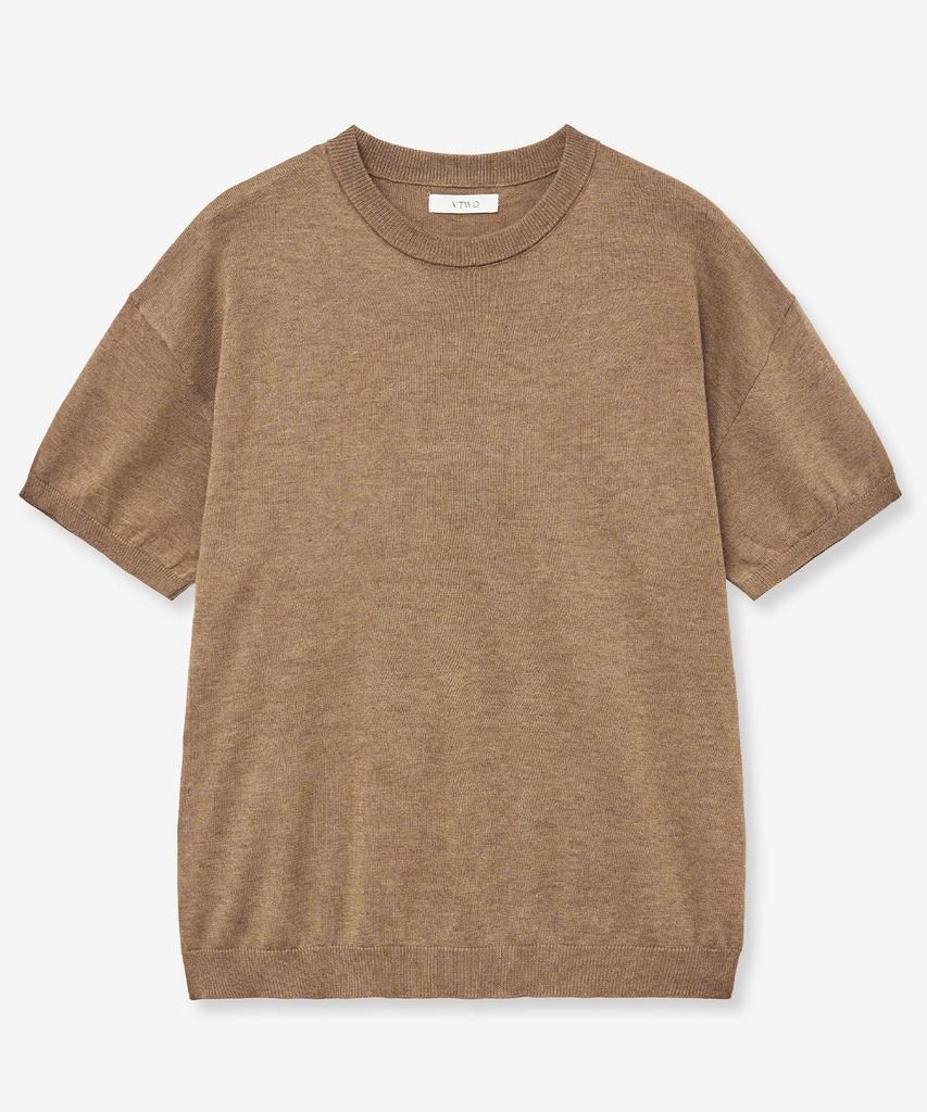VTWO Cool Washable Round Neck Half Knit (Brown)