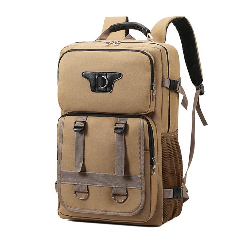 Fashion New Men's Multi-functional Canvas Backpack Waterproof Lightweight Travel Backpack Outdoor Breathable Wear-resistant Sports Backpack
