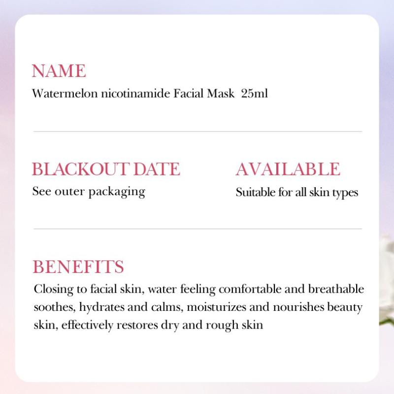 3pcs Watermelon Niacinamide Essence Mask 25ml Hydrating Moisturizing Mask Skin Care Products